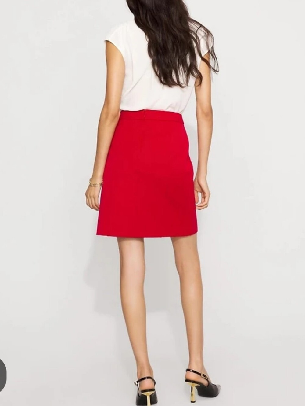 NYCC Skirt bright red 2 fake pockets zip back belt loops size 16 top not inc.